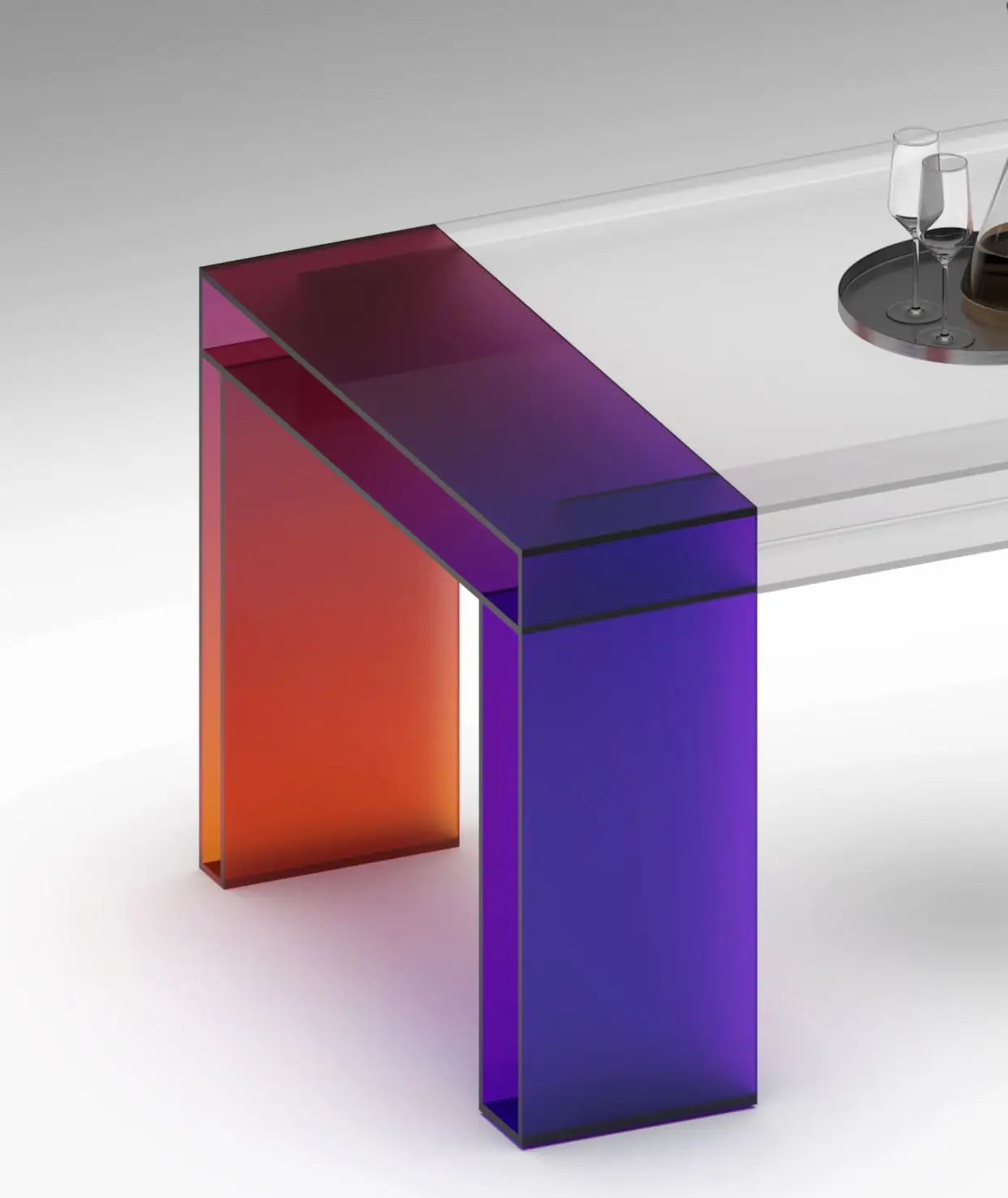 Arlecchino — mesa de comedor de vidrio laminado Pernia
