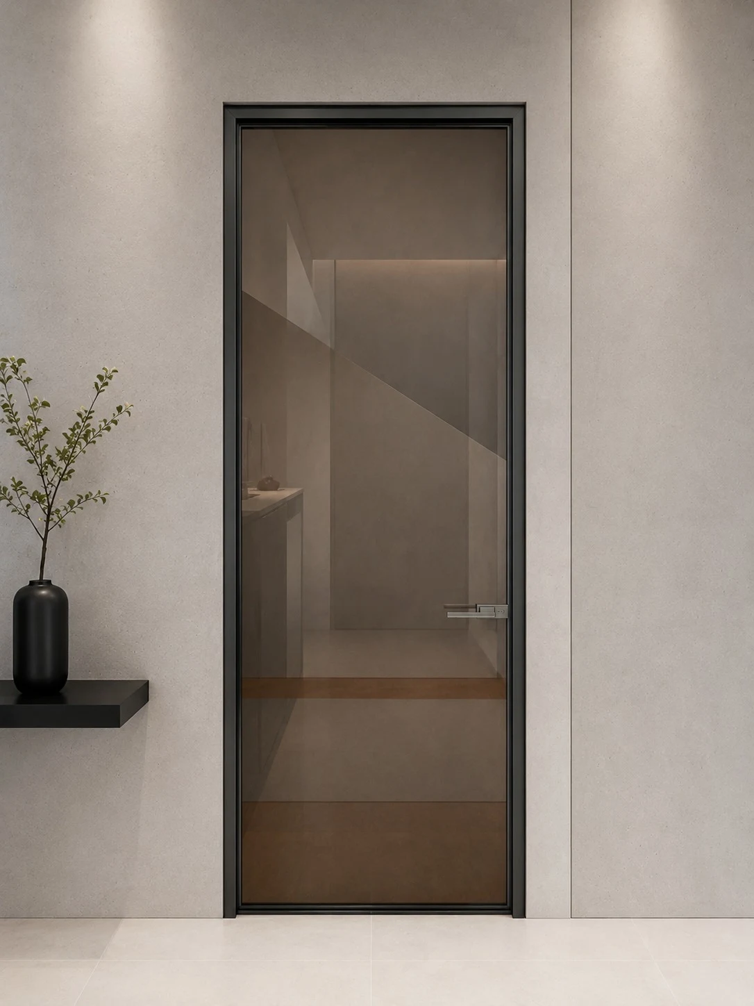 pglass-swi — Puerta abatible instalada